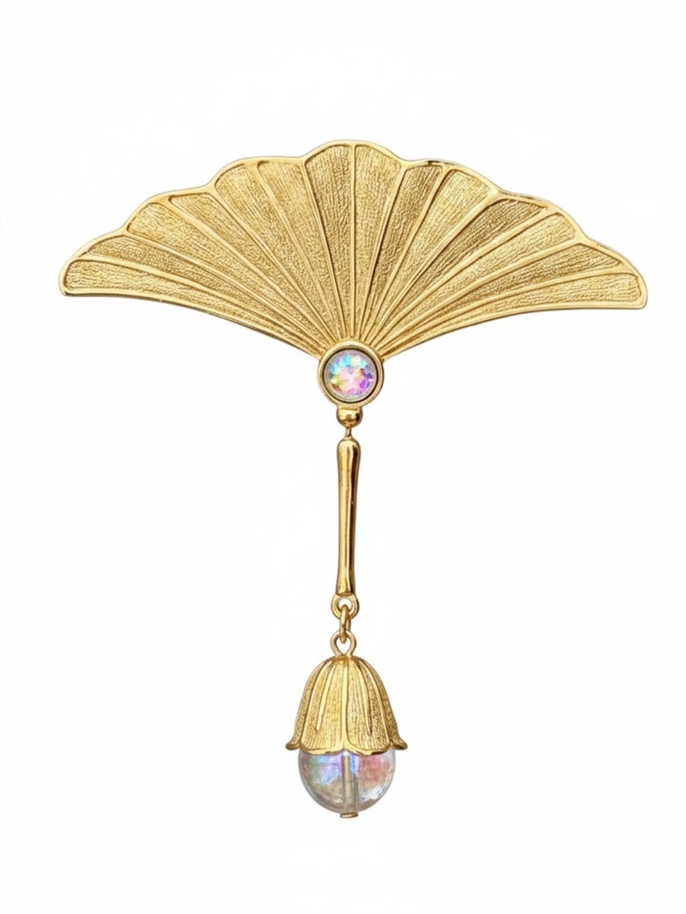 Vintage JJ Gold Tone Fan Shaped…